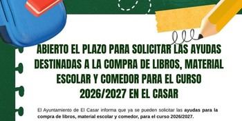 Abren solicitudes para ayudas de libros y comedor en El Casar 2026/2027