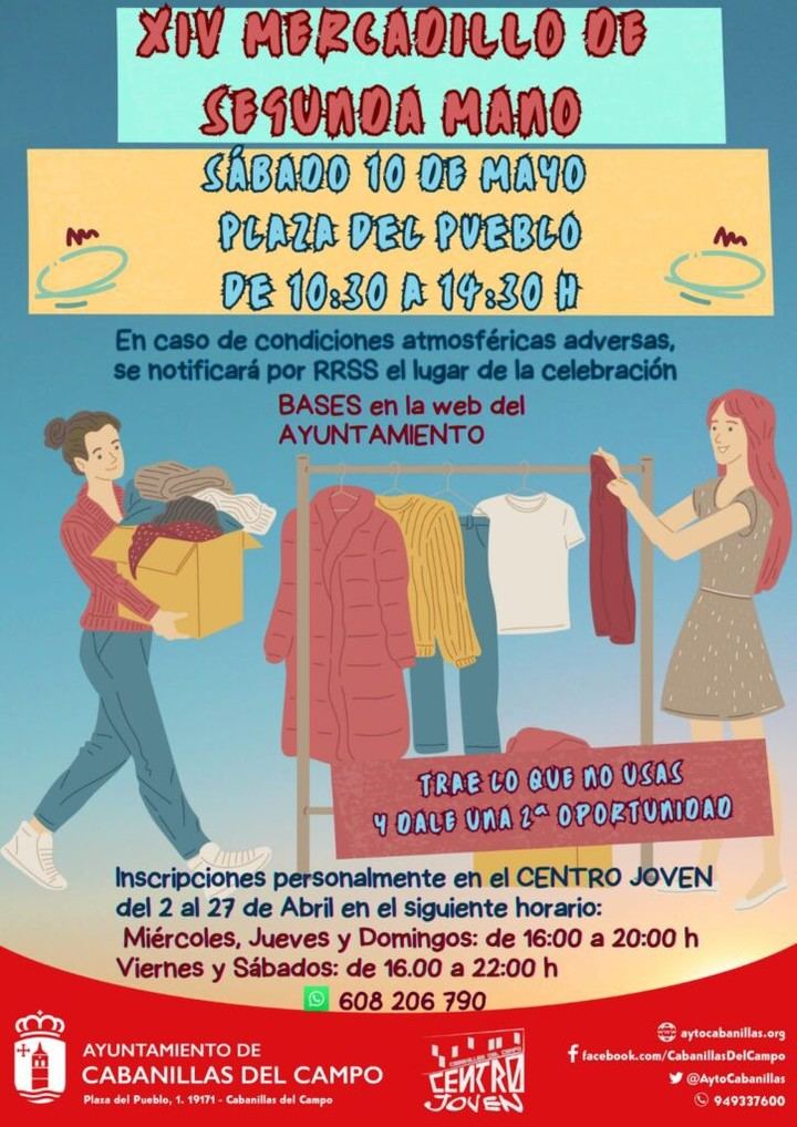 Abren inscripciones para el 14º Mercadillo de Segunda Mano en Cabanillas del Campo