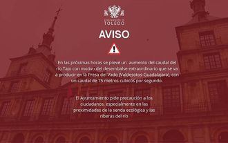 El Tajo a su paso por Toledo continúa en nivel rojo y se prevé un crecimiento paulatino en las próximas horas