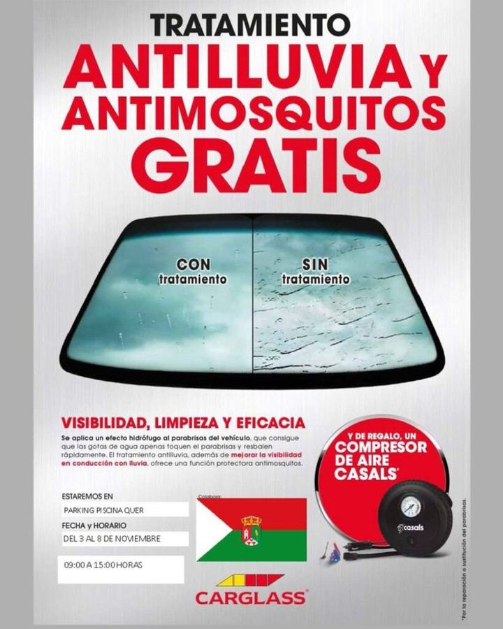 El Ayuntamiento ofrecerá tratamiento antilluvia para parabrisas en la piscina municipal