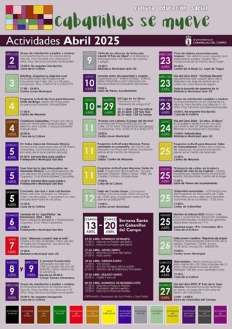 Actividades socioculturales en Cabanillas para abril de 2025