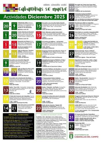 Actividades socioculturales en Cabanillas para diciembre de 2025