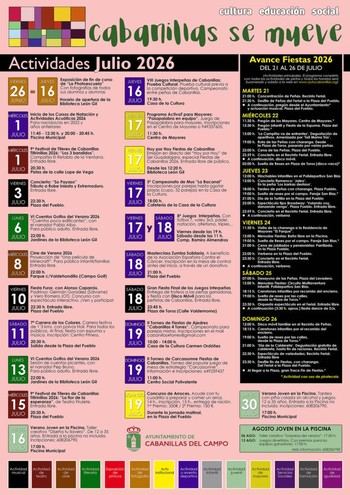 Actividades socioculturales en Cabanillas para julio de 2026