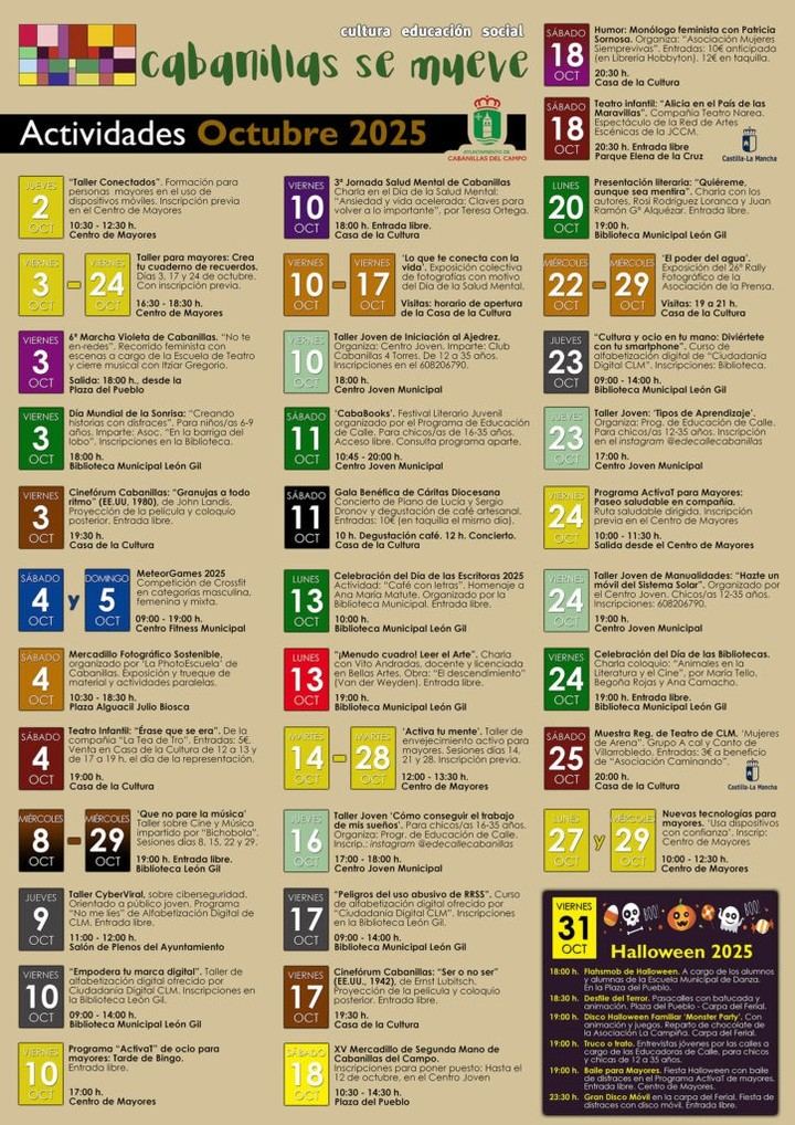 Actividades de octubre en Cabanillas ya disponibles