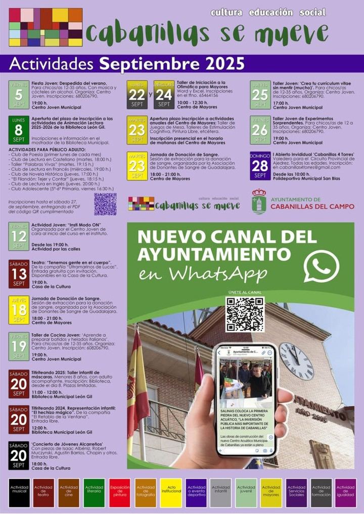 Actividades socioculturales en Cabanillas para septiembre de 2025