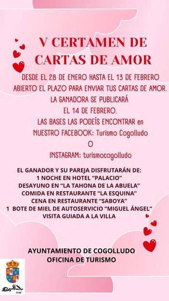 Cogolludo invita a participar en su V Certamen de Cartas de Amor y Desamor con un completo premio romántico