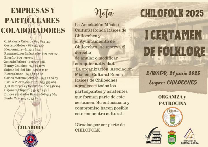 Chiloeches se prepara para recibir Chilofolk 2025, el I Certamen de Folklore que tendrá lugar el 21 de junio