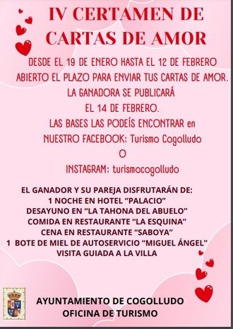 ¿Estás enamorado? Ponlo por escrito y, en Cogolludo, te damos un premio