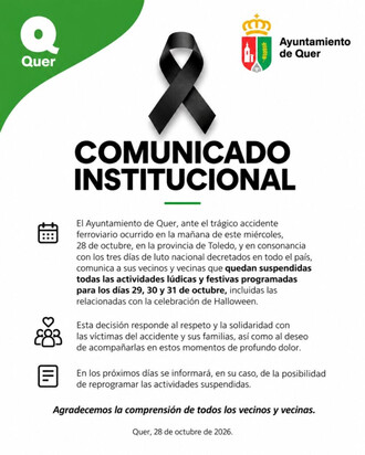 Quer suspende las actividades festivas previstas del 29 al 31 de octubre