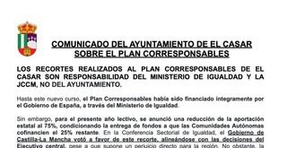 El Ayuntamiento de El Casar aclara que los recortes del Plan Corresponsables no son su culpa