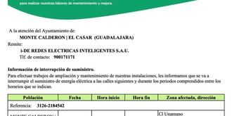 Iberdrola interrumpirá el suministro eléctrico en Montecalderón el 24 de julio