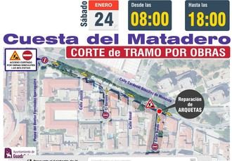 Corte de tráfico en Cuesta del Matadero por reparaciones el sábado