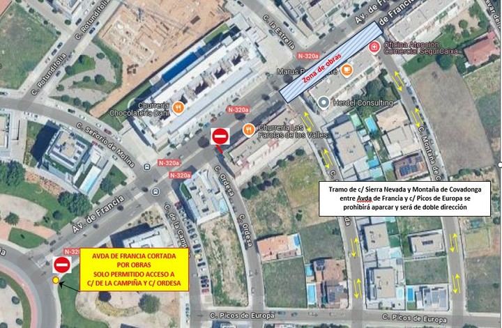 Corte de tráfico en la Avenida de Francia el 23 y 24 de enero
