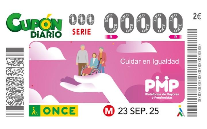 ONCE lanza cupón con el lema 'Cuidar en Igualdad' para mayores y pensionistas