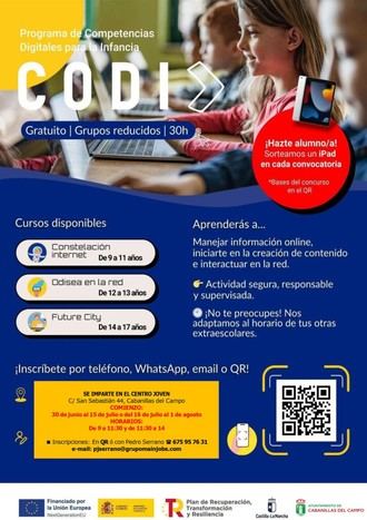 Cursos de informática gratuitos para niños en Cabanillas este julio