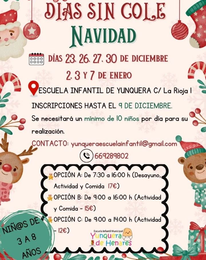 La Escuela Infantil Municipal de Yunquera de Henares pone en marcha su programa Días sin Cole