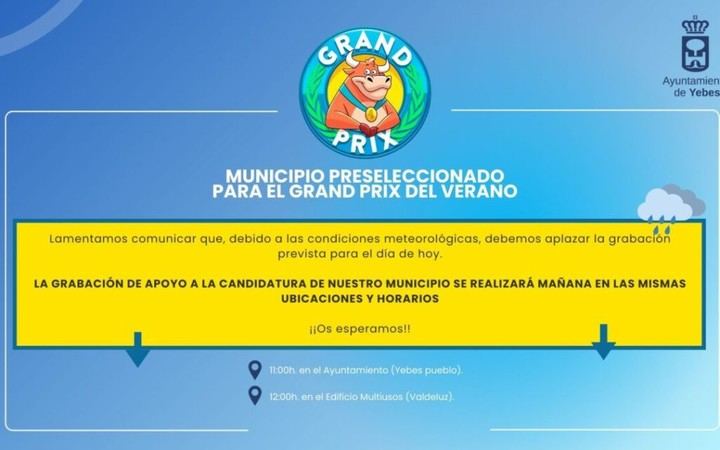 Grabación del GRAND PRIX se pospone para mañana por mal tiempo