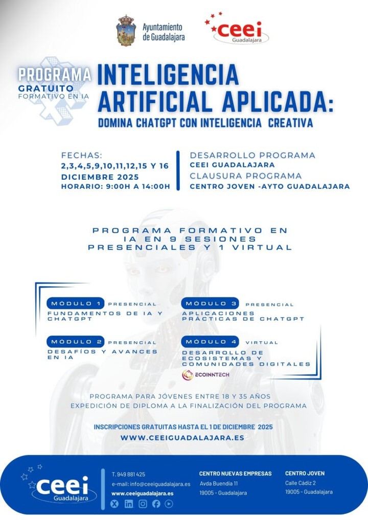 Guadalajara ofrece curso gratuito de inteligencia artificial para jóvenes