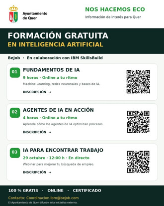 Quer difunde dos cursos y un webinar gratuitos sobre inteligencia artificial