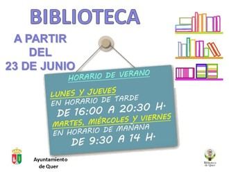 La Biblioteca Municipal de Quer estrena horario de verano a partir del 23 de junio