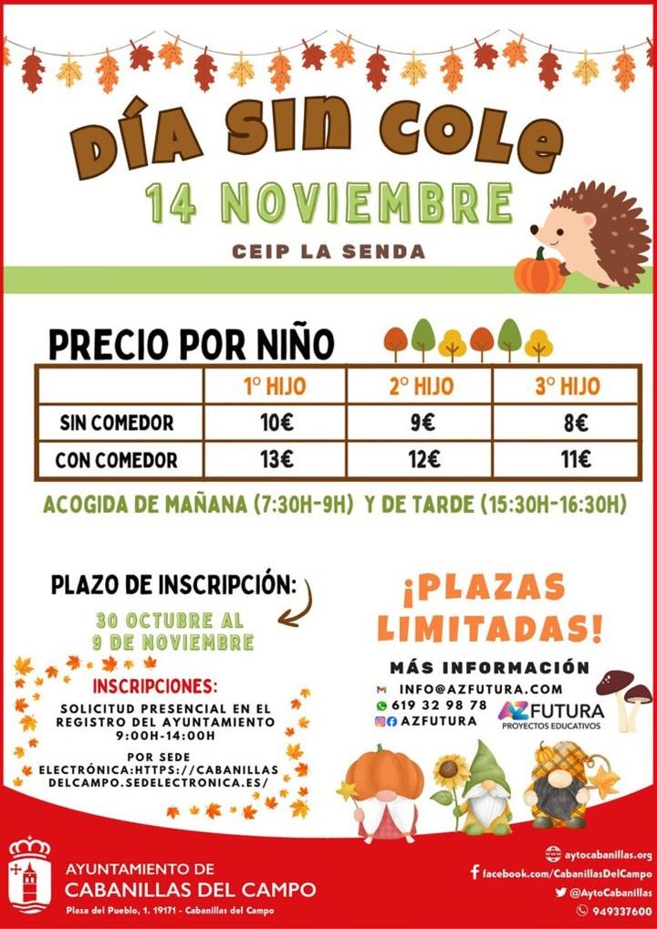 Cabanillas del Campo ofrece campamento urbano el 14 de noviembre para niños