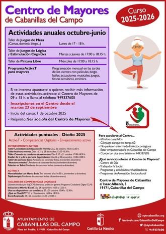 Inscripciones abiertas para actividades del Centro de Mayores 2025-2026