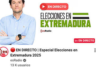 EsRadio arrasa en YouTube con su especial de las elecciones en Extremadura