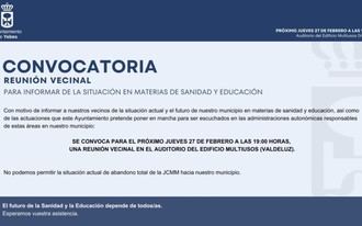 Reunión comunitaria sobre sanidad y educación en Yebes