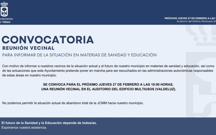 Reunión comunitaria sobre sanidad y educación en Yebes