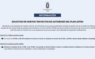 Nuevas líneas de autobús se solicitan para el Plan ASTRA en Yebes