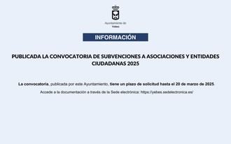 Convocatoria de subvenciones para asociaciones ciudadanas abierta hasta el 20 de marzo de 2025