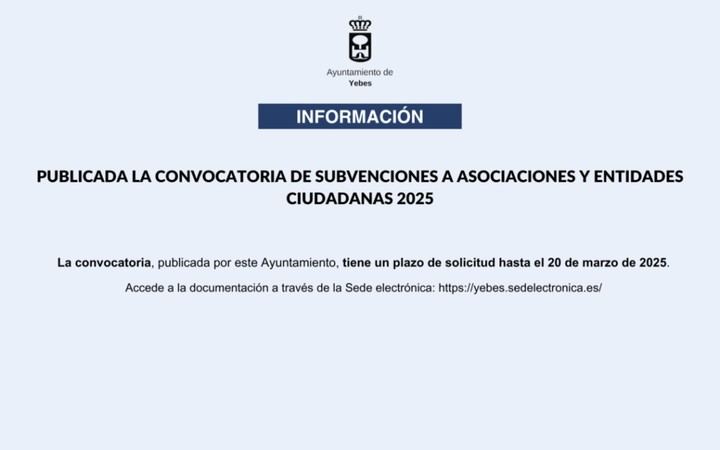 Convocatoria de subvenciones para asociaciones ciudadanas abierta hasta el 20 de marzo de 2025