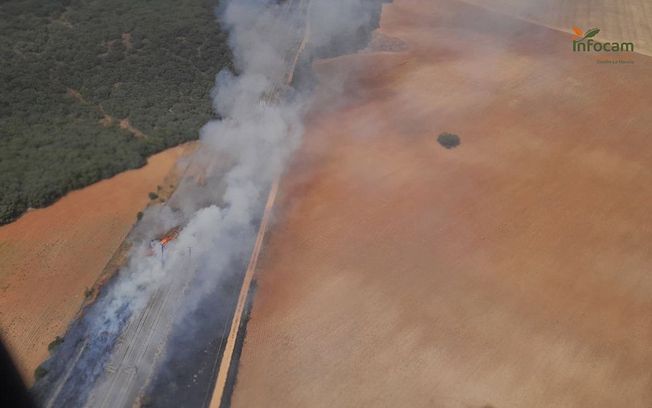 Extinguido el incendio en Yebes que ha obligado a la suspensión del tránsito de AVE