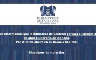 La Biblioteca de Valdeluz cerrará por la mañana este viernes
