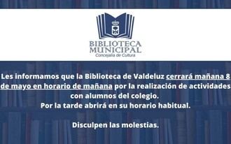 Cierre matutino de la Biblioteca de Valdeluz el 8 de mayo
