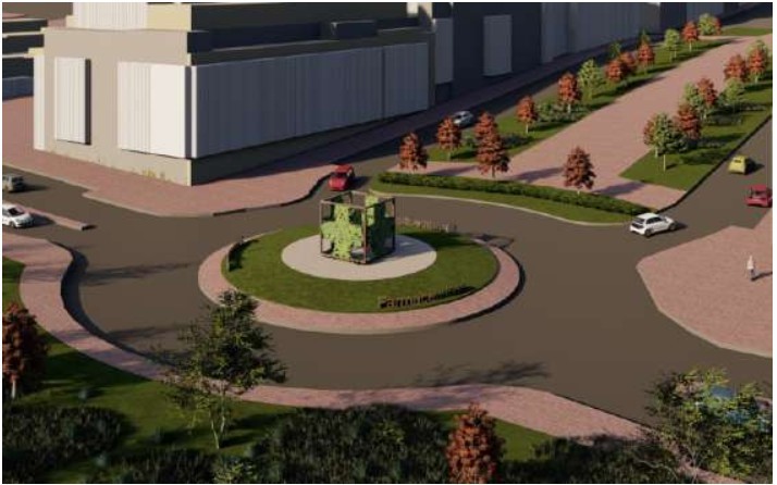 Renovación de la rotonda del Colegio de Farmacéuticos con nueva escultura y jardín