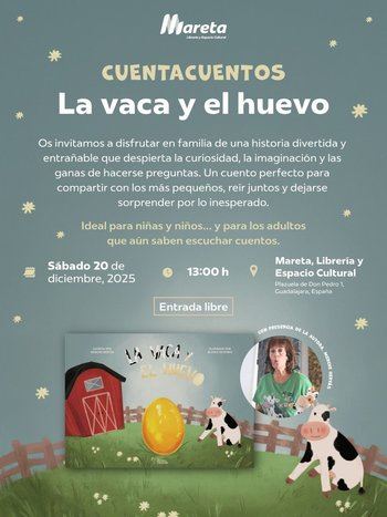 Merche Hervás protagonizará este sábado en Guadalajara el cuentacuentos infantil gratuito La vaca y el huevo