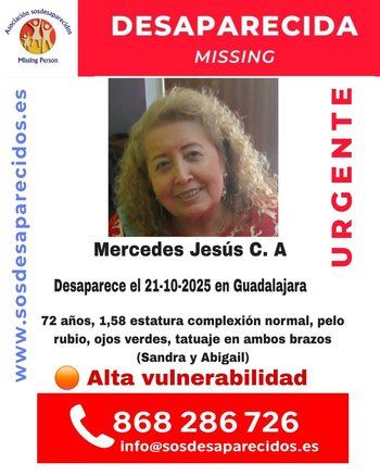 Se busca a Mercedes en Guadalajara: una mujer de 72 años en alta vulnerabilidad