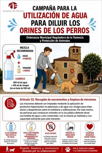 Nueva campaña municipal para impulsar la limpieza de los orines de los perros en Azuqueca