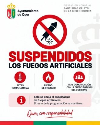 Quer cancela fuegos artificiales por alto riesgo de incendios