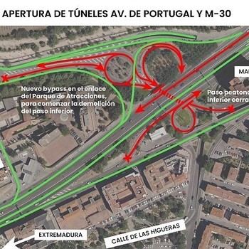 Obras de soterramiento de la A-5: se reabre el acceso al túnel de la M-30 en sentido Madrid