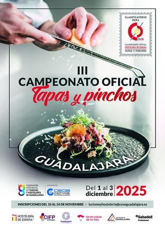 La Federación provincial de Turismo y Hostelería de Guadalajara ha abierto el plazo de inscripción para el III campeonato de tapas y pinchos 2025