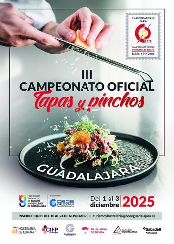 La Federación provincial de Turismo y Hostelería de Guadalajara ha abierto el plazo de inscripción para el III campeonato de tapas y pinchos 2025