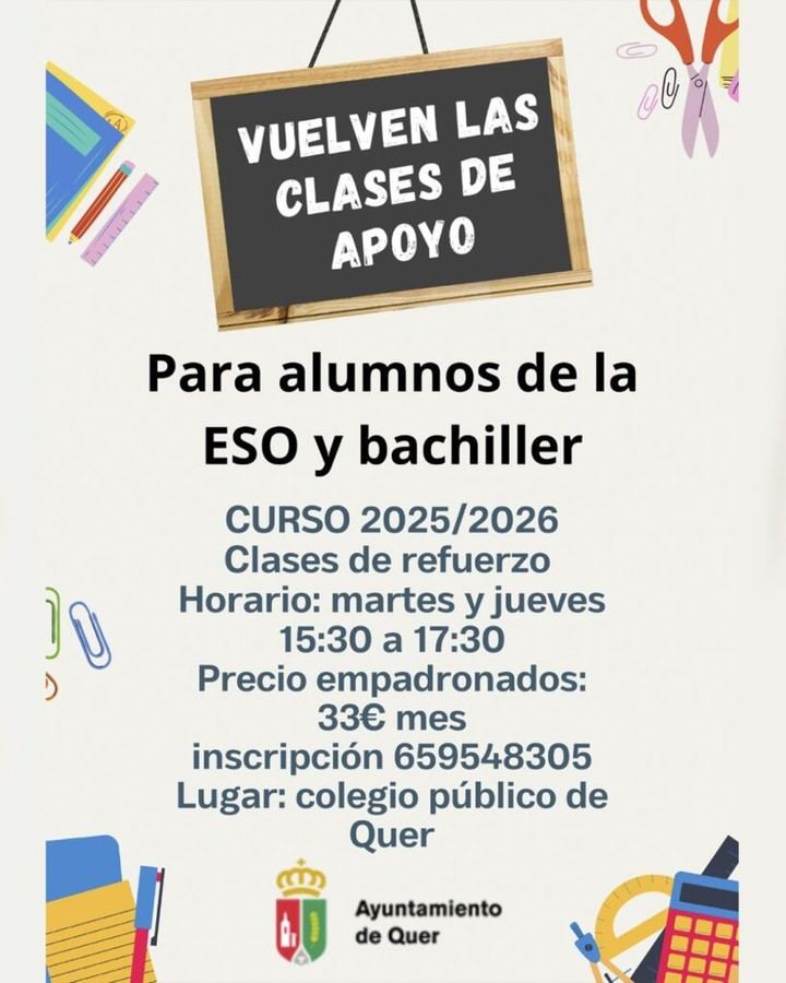 Clases de apoyo para ESO y Bachillerato regresan en Quer