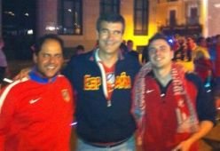 Guadalajara, con su alcalde a la cabeza, celebra en Neptuno...del Jardinillo la victoria del Atlético de Madrid