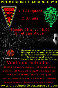 CD Azuqueca-Iruña, el sábado 18:00 en el San Miguel 