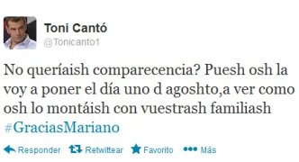 Toni Cantó se mofa en Twitter de la pronunciación de la 's' de Rajoy