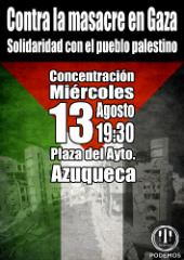 El Círculo Podemos de Azuqueca de Henares convoca una concentración contra la masacre en Gaza y en solidaridad con el pueblo palestino