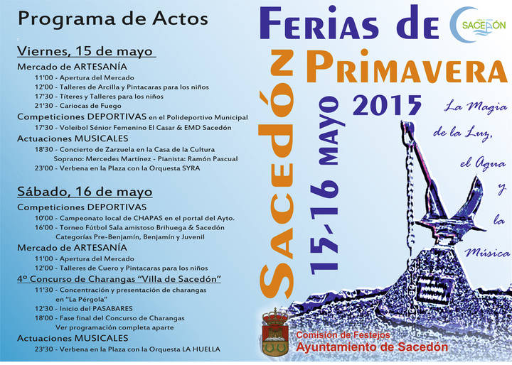 Sacedón se prepara para sentir la magia de la Luz, el Agua y la Música con sus Ferias de Primavera los días 15 y 16