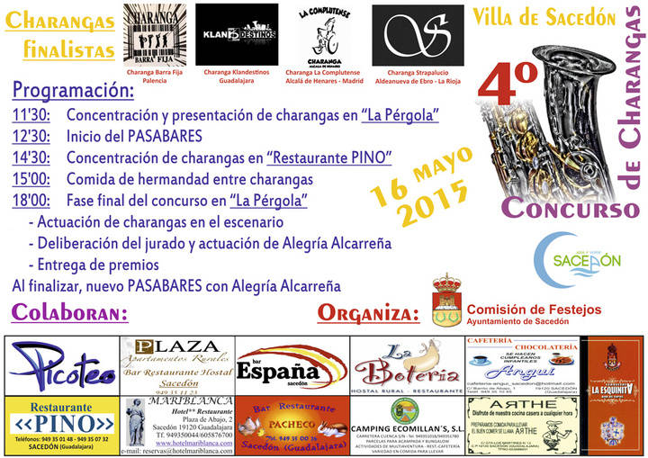 Klandestinos, Barra Fija, La Complutense y Strapalucio se medirán este sábado en el IV Concurso Nacional de Charangas de Sacedón